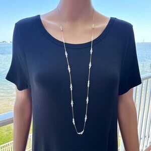 Long Length Chain Necklace AB Beaded Adjustable Length